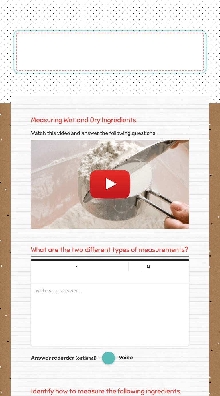 Converting between millilitres and litres worksheet. Measuring Ingredients And Abbreviations Interactive Worksheet By Jaclyn Smith Wizer Me
