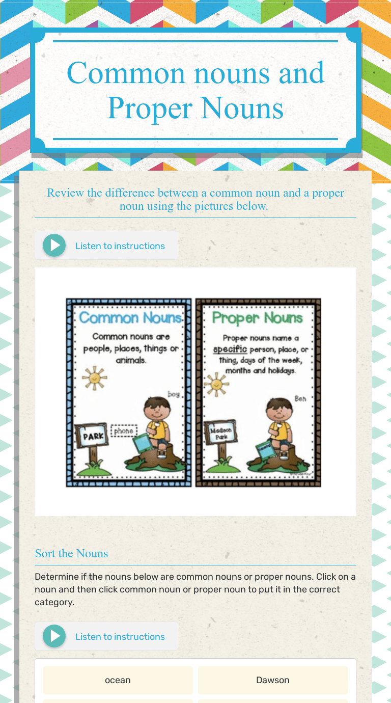 common nouns and proper nouns interactive worksheet by renee z wizerme