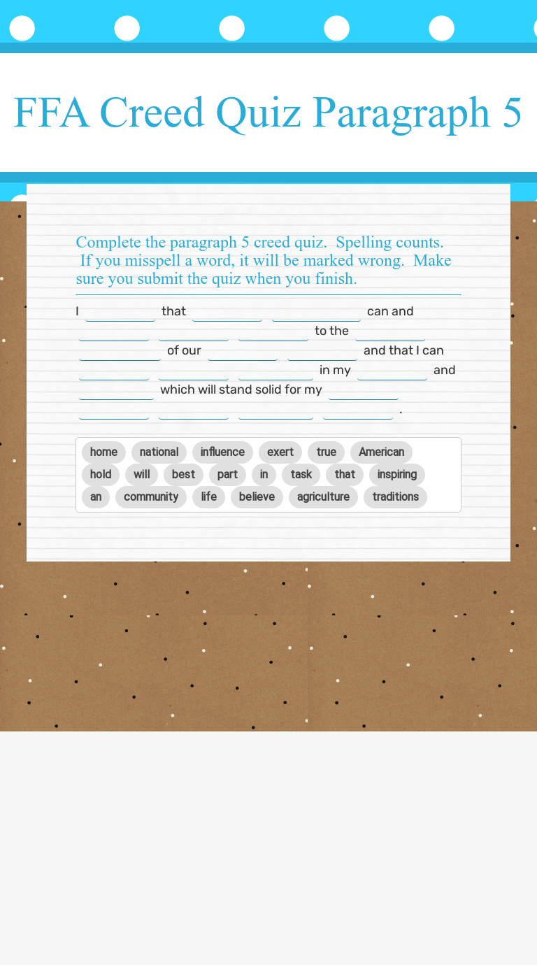 Ffa Creed Worksheet / Ffa Creed Activity Options By Egg Citing