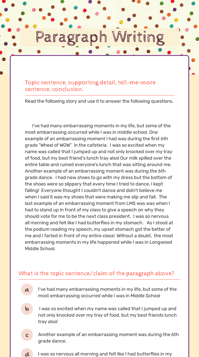 Topic Sentence Worksheet 6Th Grade : Proofreading Paragraphs Printable Worksheets :