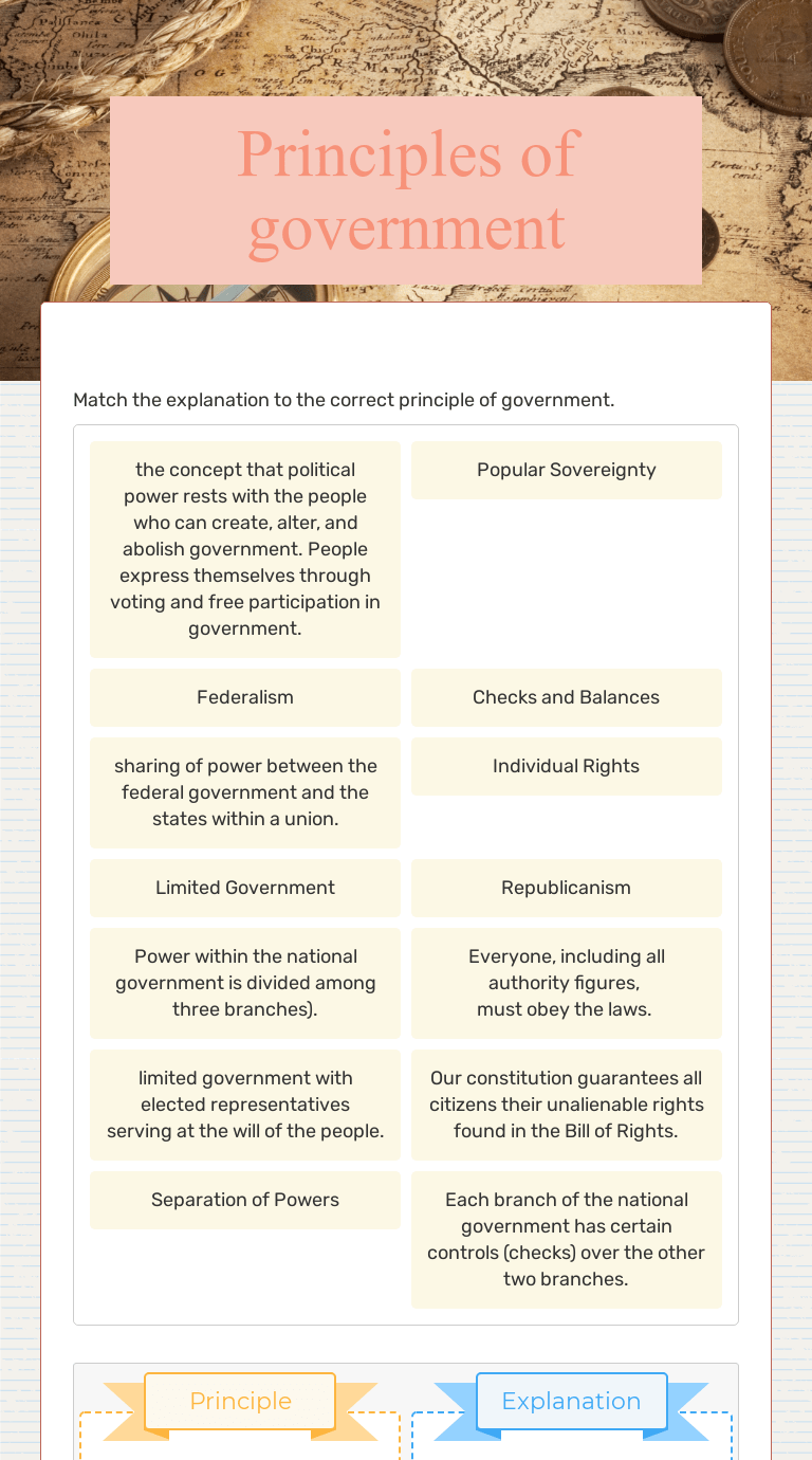 In this icivics lesson, students explore five basic limits on a government which keeps a government from having too much power and explore why the u.s. . Principles Of Government Interactive Worksheet By David Breaux Wizer Me