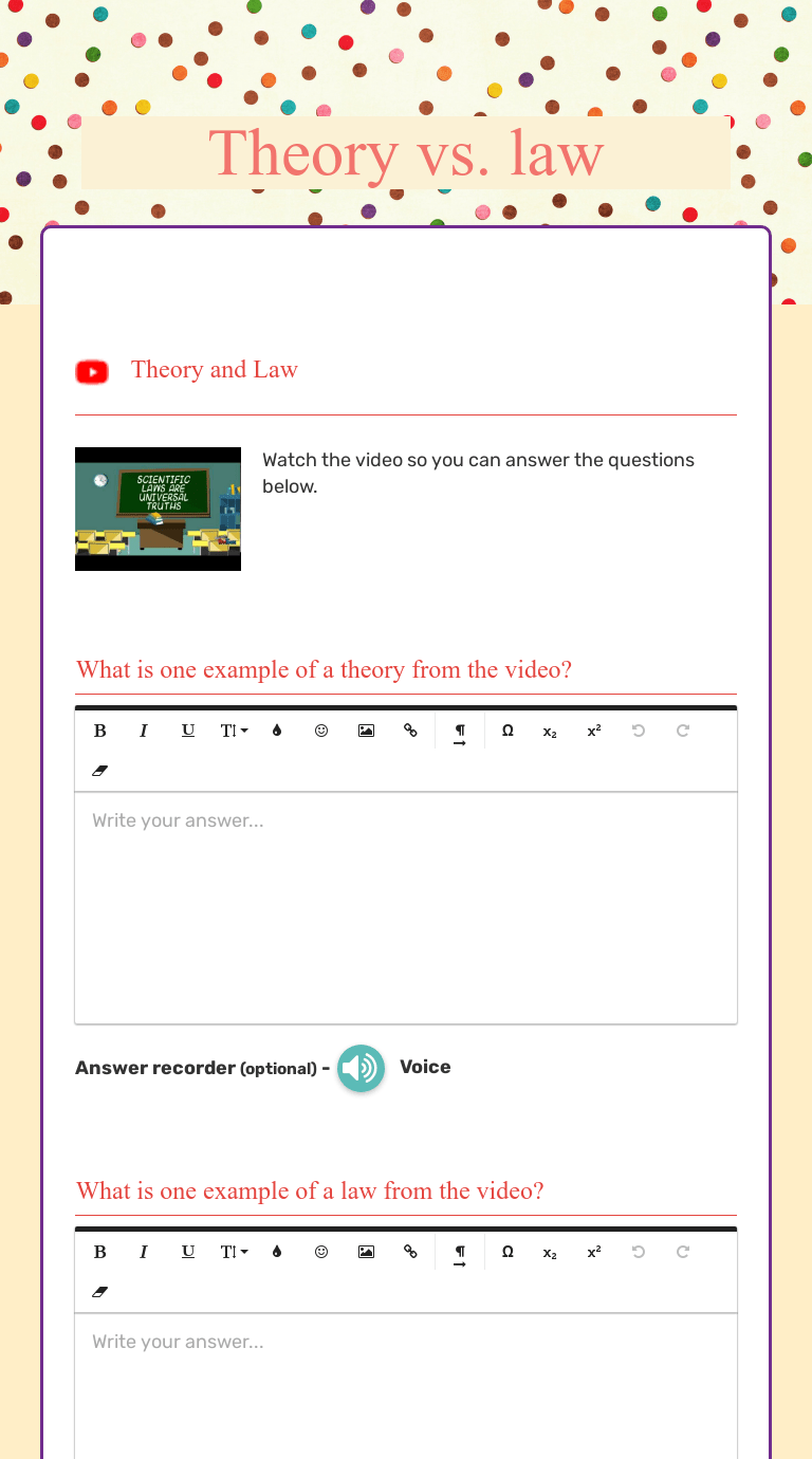 Identify physical and chemical properties of substances. Theory Vs Law Interactive Worksheet By Lindsey Smith Wizer Me