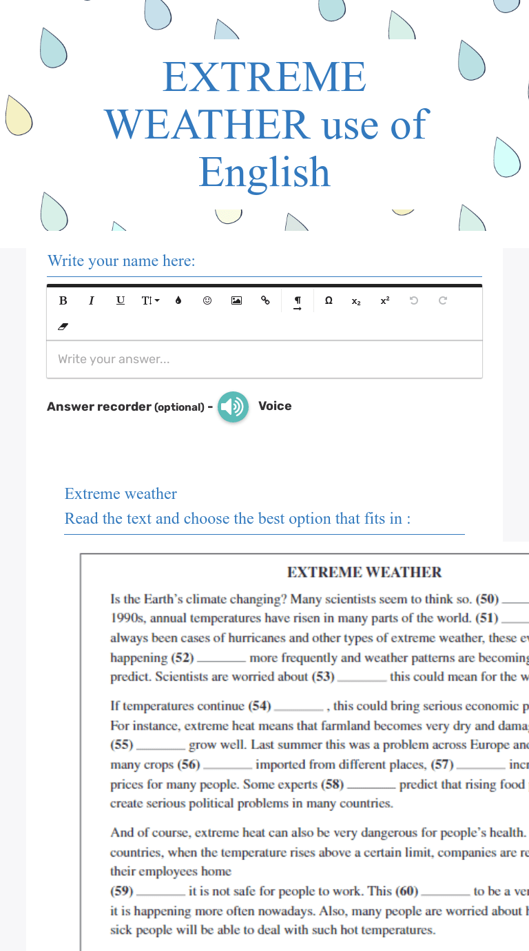 Cumulus clouds can grow up to a height of 39,000 feet. Extreme Weather Use Of English Interactive Worksheet By Petra Bydzovska Wizer Me