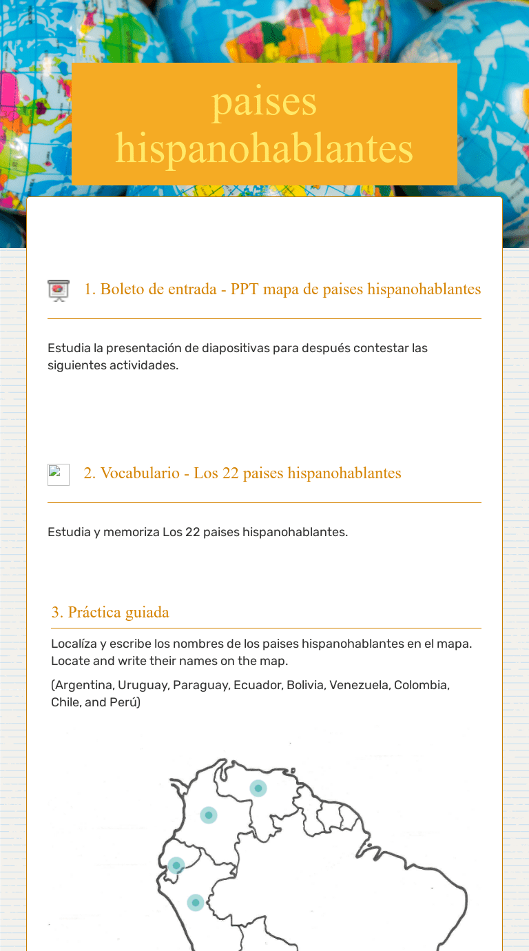 Paises es el español no la lengua oficial? Paises Hispanohablantes Interactive Worksheet By Patricia Garza Wizer Me