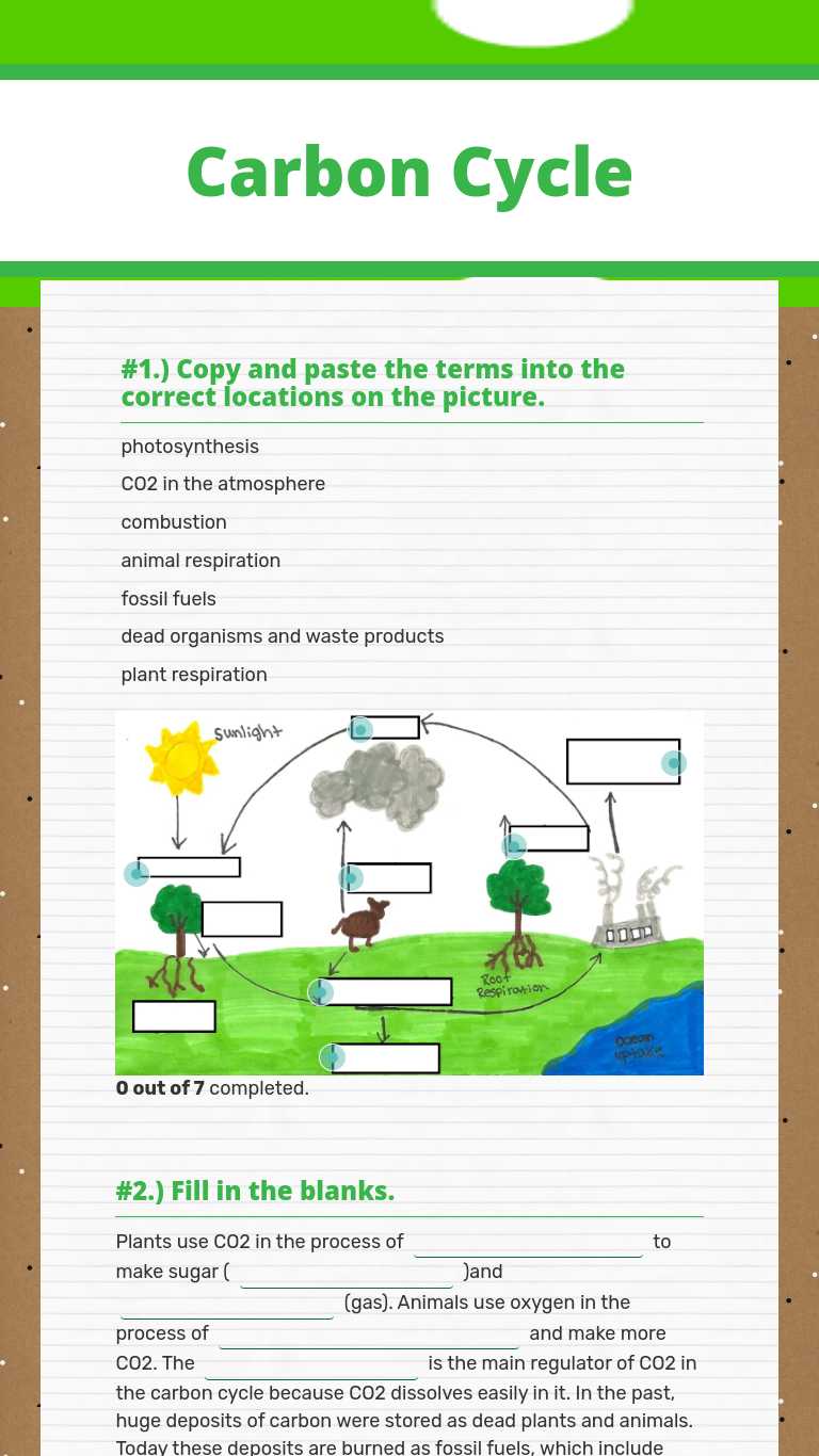 Sc.8.l.18.4 online worksheet for 8th. Carbon Cycle Interactive Worksheet By Megan Stanley Wizer Me