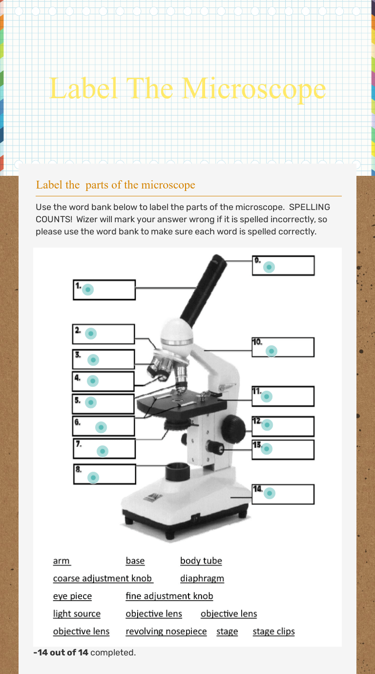 Label the microscope interactive worksheet by erin flynn wizer me