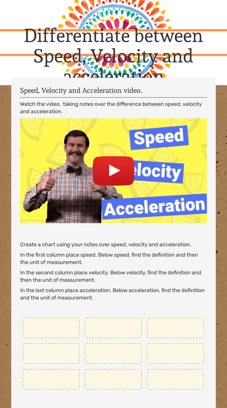 How far does the plane fly? Differentiate Between Speed Velocity And Acceleration Interactive Worksheet By Katie Swanson Wizer Me
