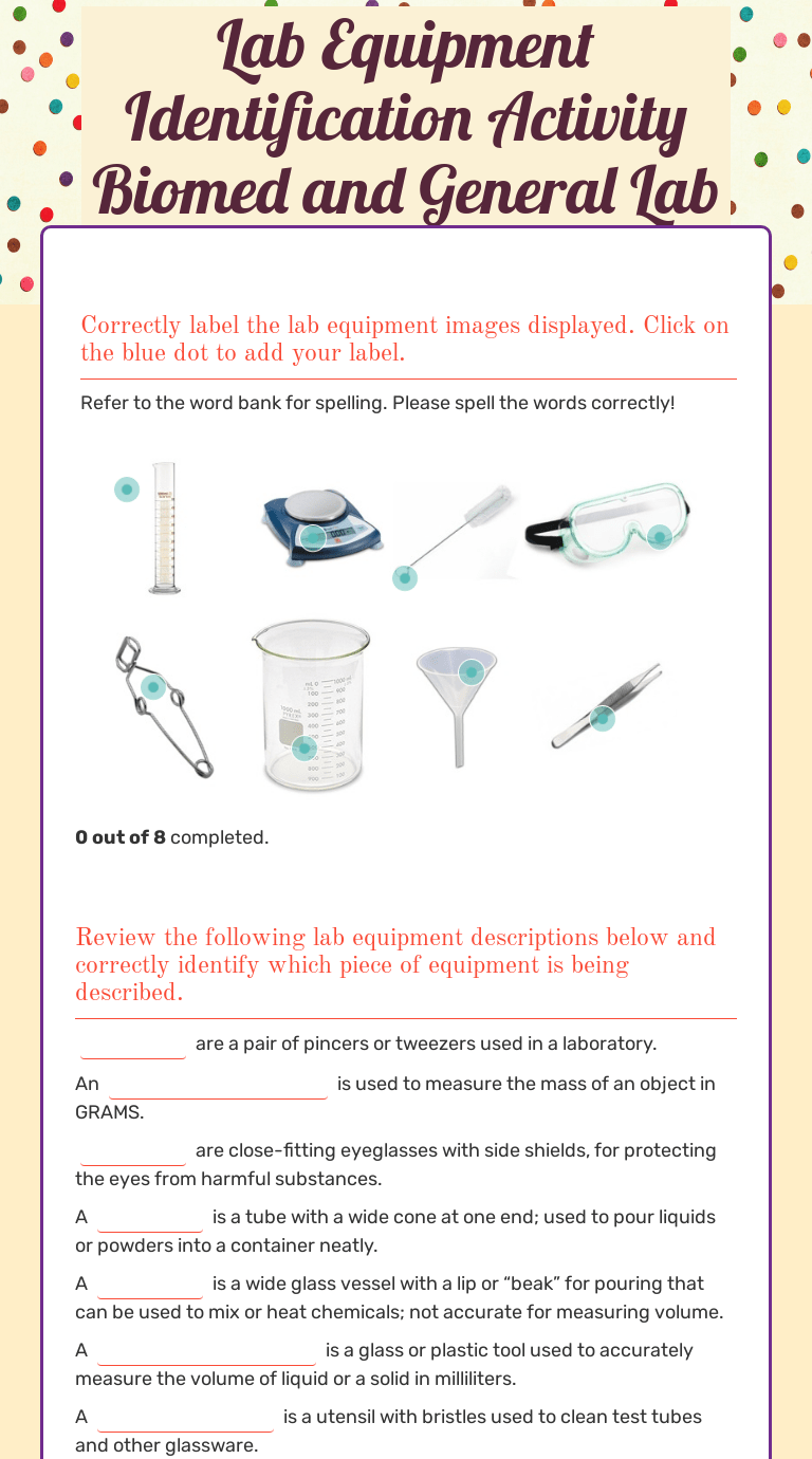 Used in many lab activities as the support for another apparatus. Lab Equipment Identification Activity Biomed And General Lab Equipment Interactive Worksheet By Heather Martin Wizer Me