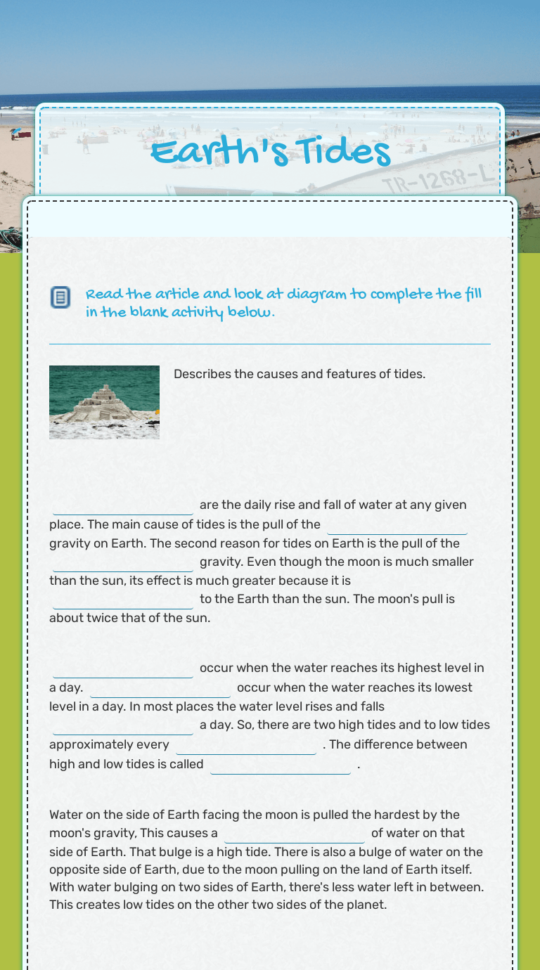 What causes the tides worksheet answers