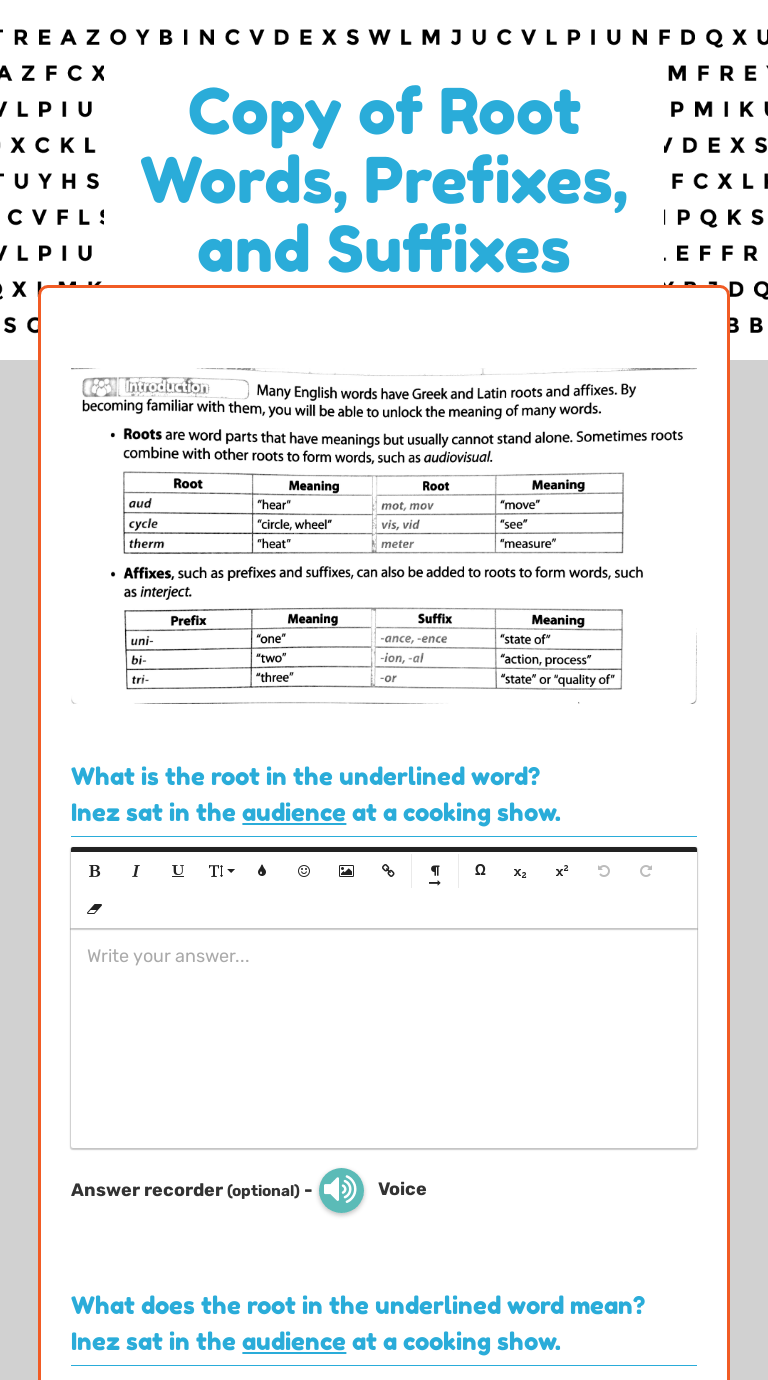 Because these languages are no longer used in everyday conversation, the meaning of their words does not change. Copy Of Root Words Prefixes And Suffixes Interactive Worksheet By Rebecca Vincent Wizer Me