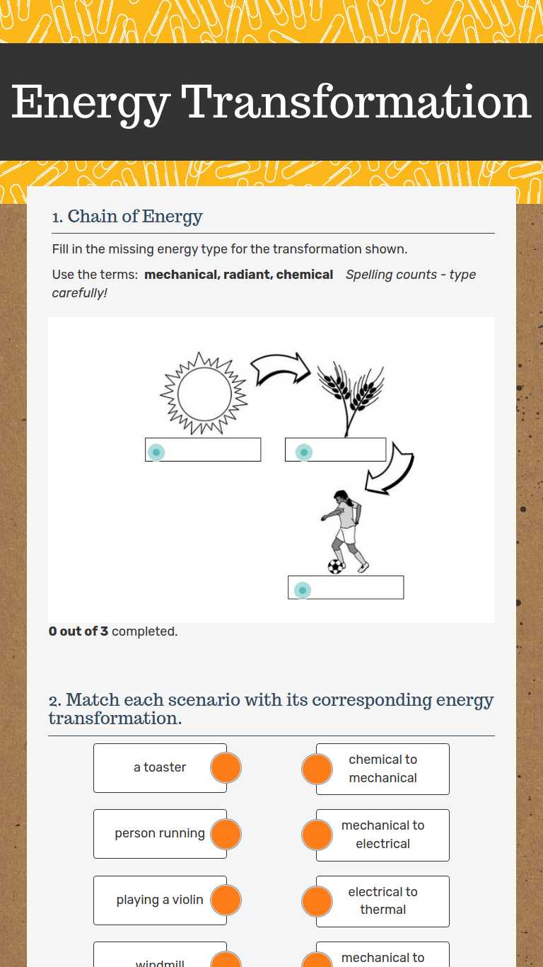 Choose an answer and hit 'next'. Energy Transformation Interactive Worksheet By Karen Burke Wizer Me