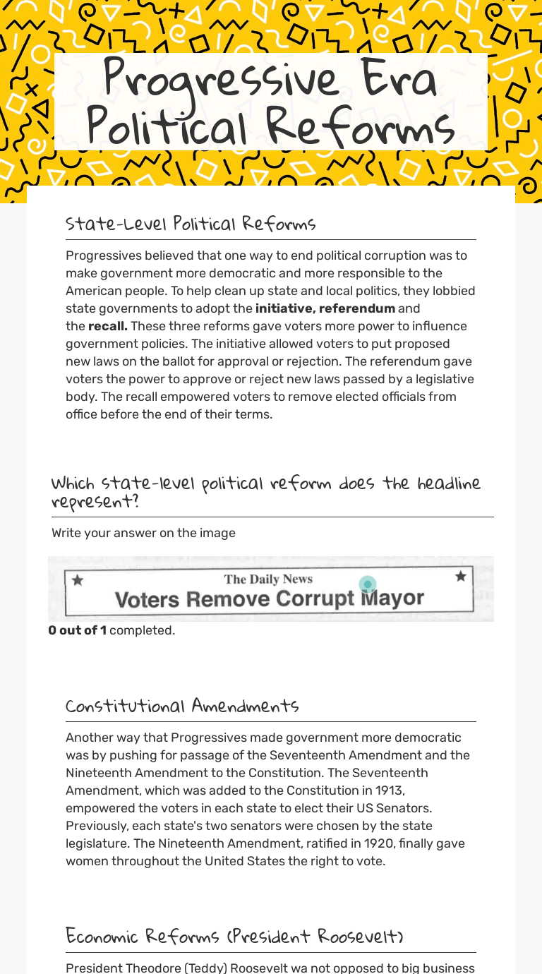 India, the global power source for engineers and technical experts, celebrates engineers day today, marking the birth anniversary of m visvesvaraya signing out of account, standby. Progressive Era Political Reforms Interactive Worksheet By Emily Brokaw Wizer Me