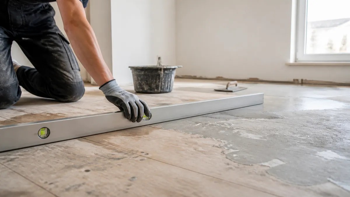 Checking and levelling an uneven subfloor