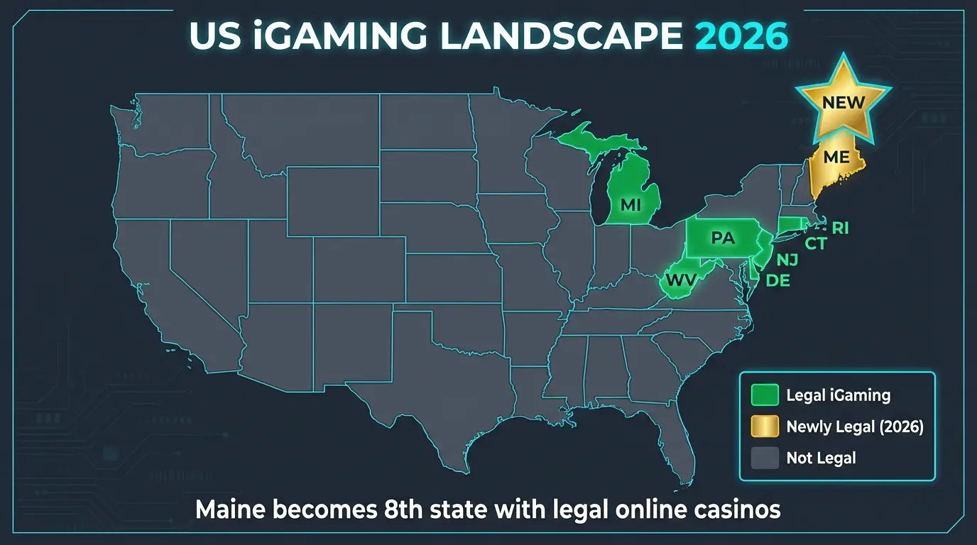 Maine IGaming Legal 2026 Wabanaki Tribes Get Exclusive Online Casino Us Igaming States Map 2026 1.webp