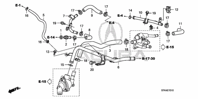 2007-2012 acura rdx hose, throttle body outlet 19509-rwc-a00