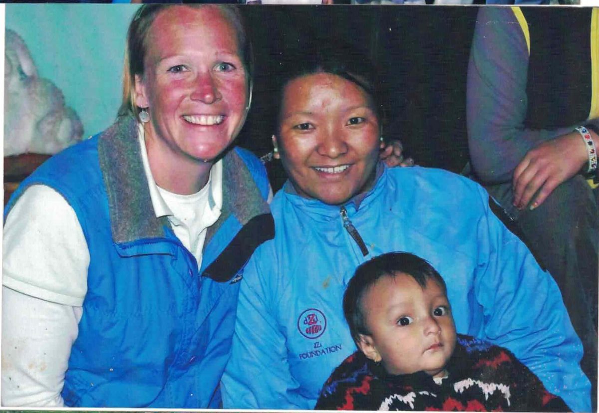 Ang Chokpa, her son, and Sarah Banister