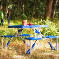 Table d&rsquo;appoint pliante valise pique-nique camping Bleu au meilleur prix |  E.Leclerc