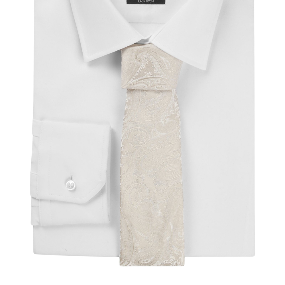 Γραβάτα με μετάξι εκρού με λαχούρια BOSS 7,5 cm