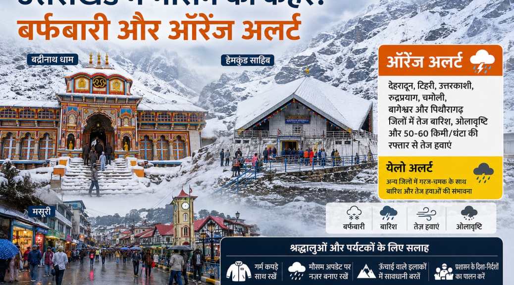 उत्तराखंड में मौसम का कहर: बर्फबारी और ऑरेंज अलर्ट