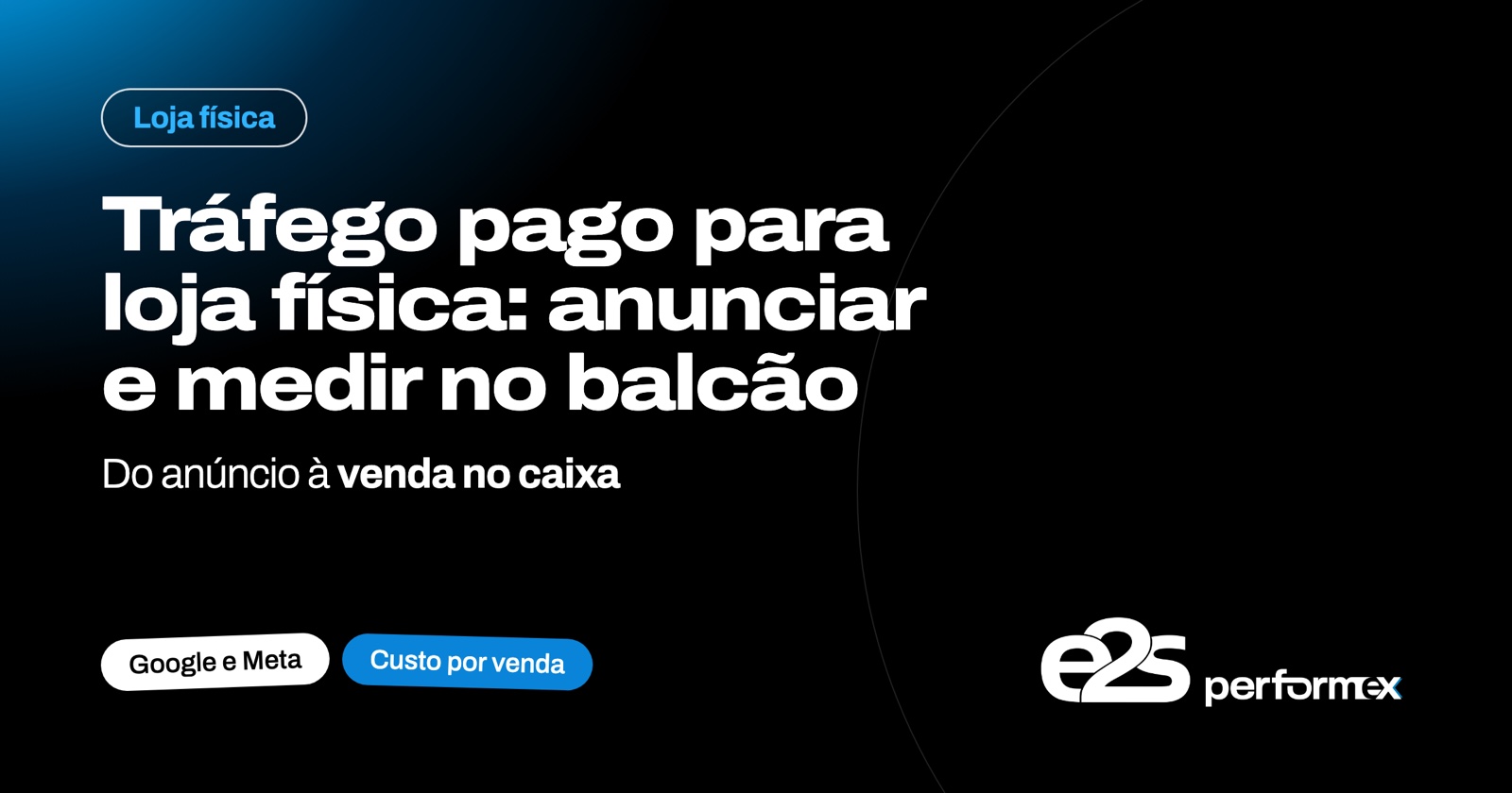 Capa E2S sobre tráfego pago para loja física e medição da venda no balcão