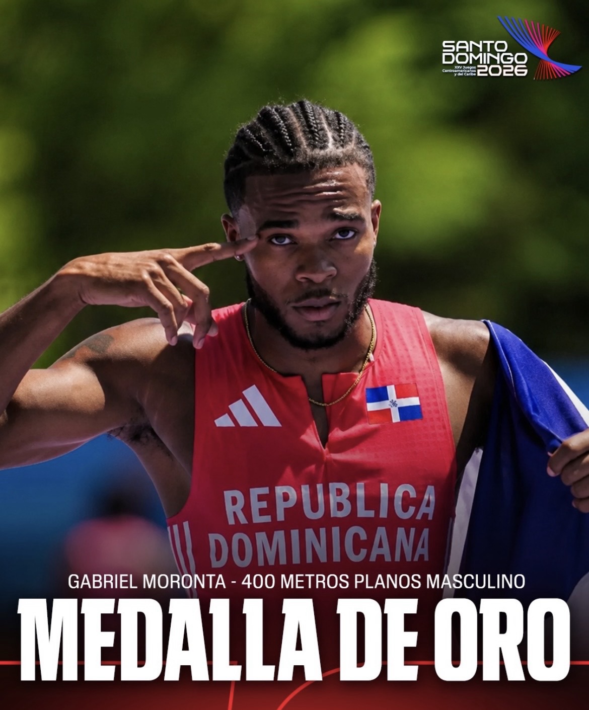Gabriel Moronta conquista el oro en los 400 metros y reafirma el dominio dominicano en la velocidad