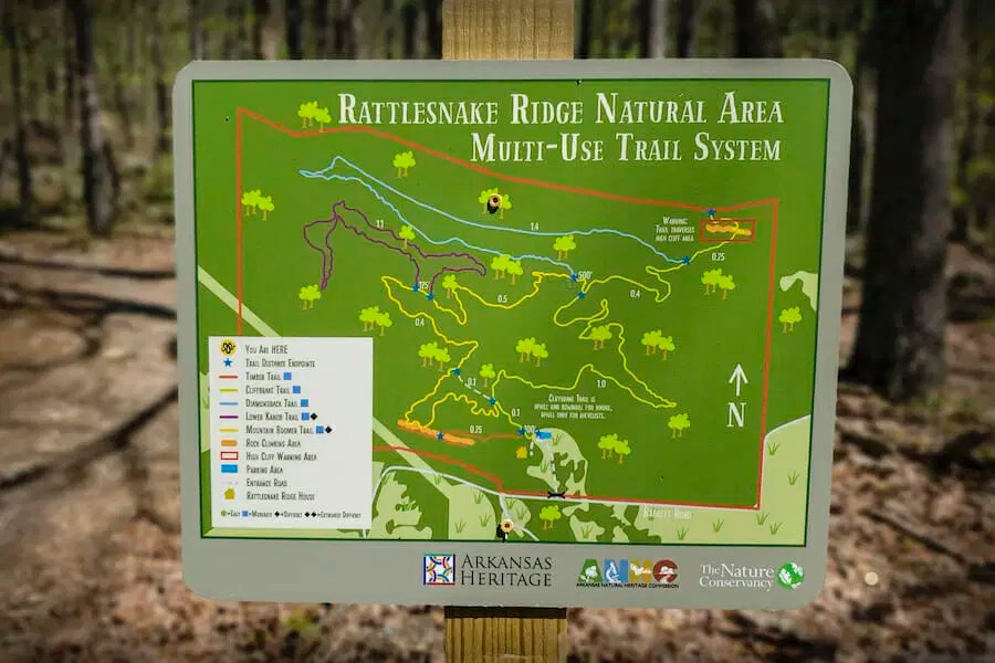 Hiking Biking And Climbing Rattlesnake Ridge Only In Arkansas Trail Map.