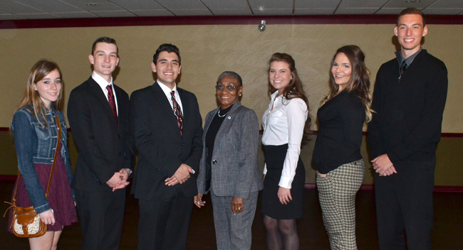 Group Photo includes (from left): Miranda Lynn Smith, Justin Welch, Jansen Simone, Judge Baldwin, Gillian Saccremeno, Annastatia Nicole Eichler and Adam Bannister.