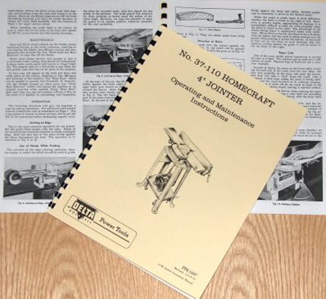 Your delta jointer is equipped with an exclusive unique feature tol quick and accurate setting of the knives. Homecraft Delta 37 110 4 Jointer Operator Manual Ozark Tool Manuals Books