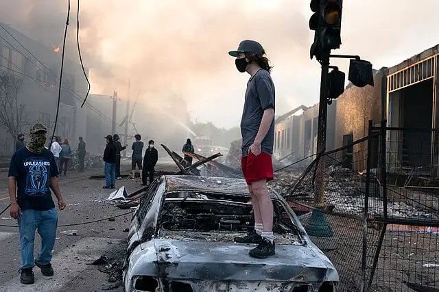 Fires burn in Minneapolis, Minnesota