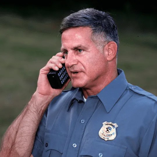 Talking to supervisor during a security patrol near me.