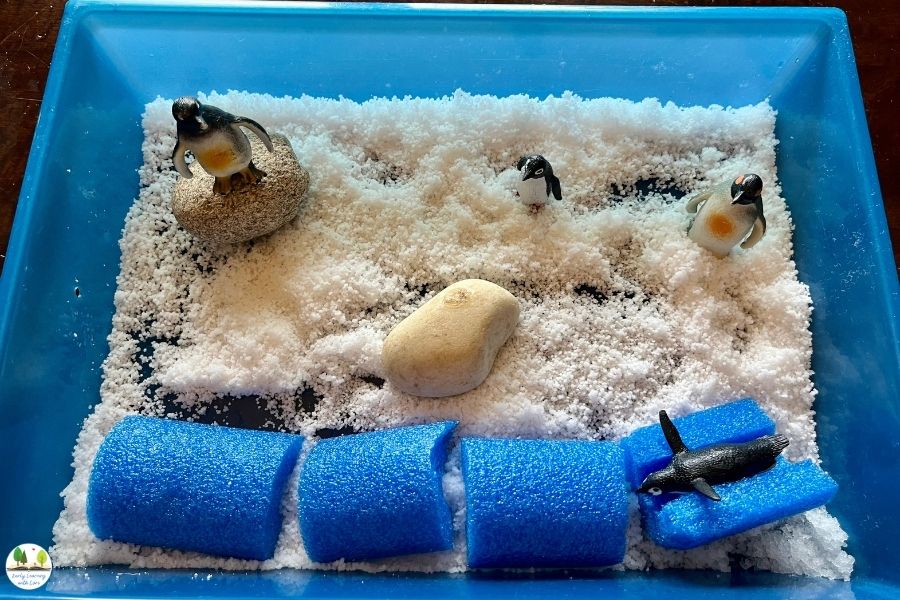 penguin habitat sensory bin