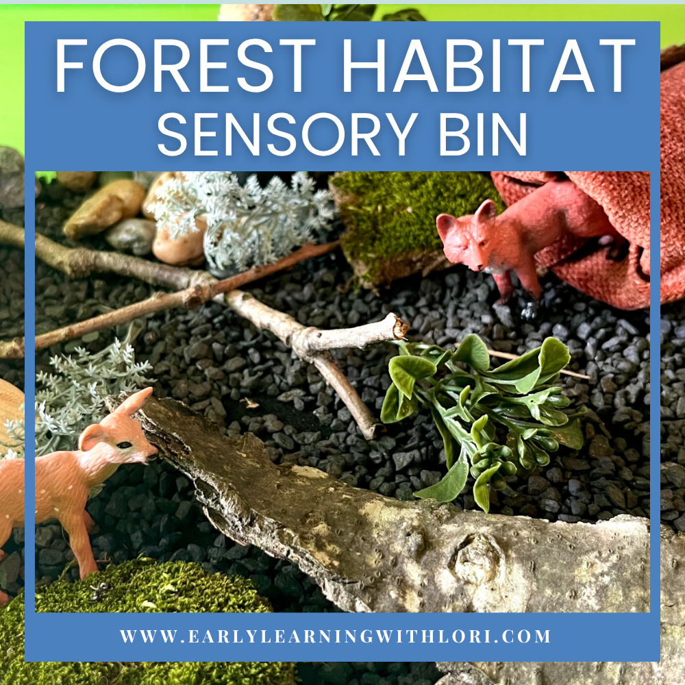 forest habitat sensory bin for preschool