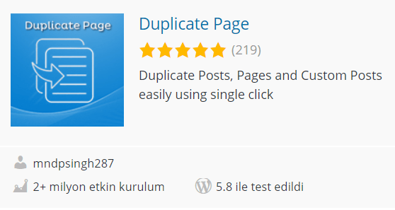 duplicate page eklentisi