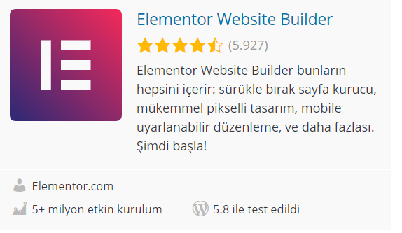 elementor website oluşturucu