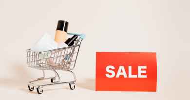 Affiliate Products, merchandise in a shopping cart on white background (Affiliate Marketing)