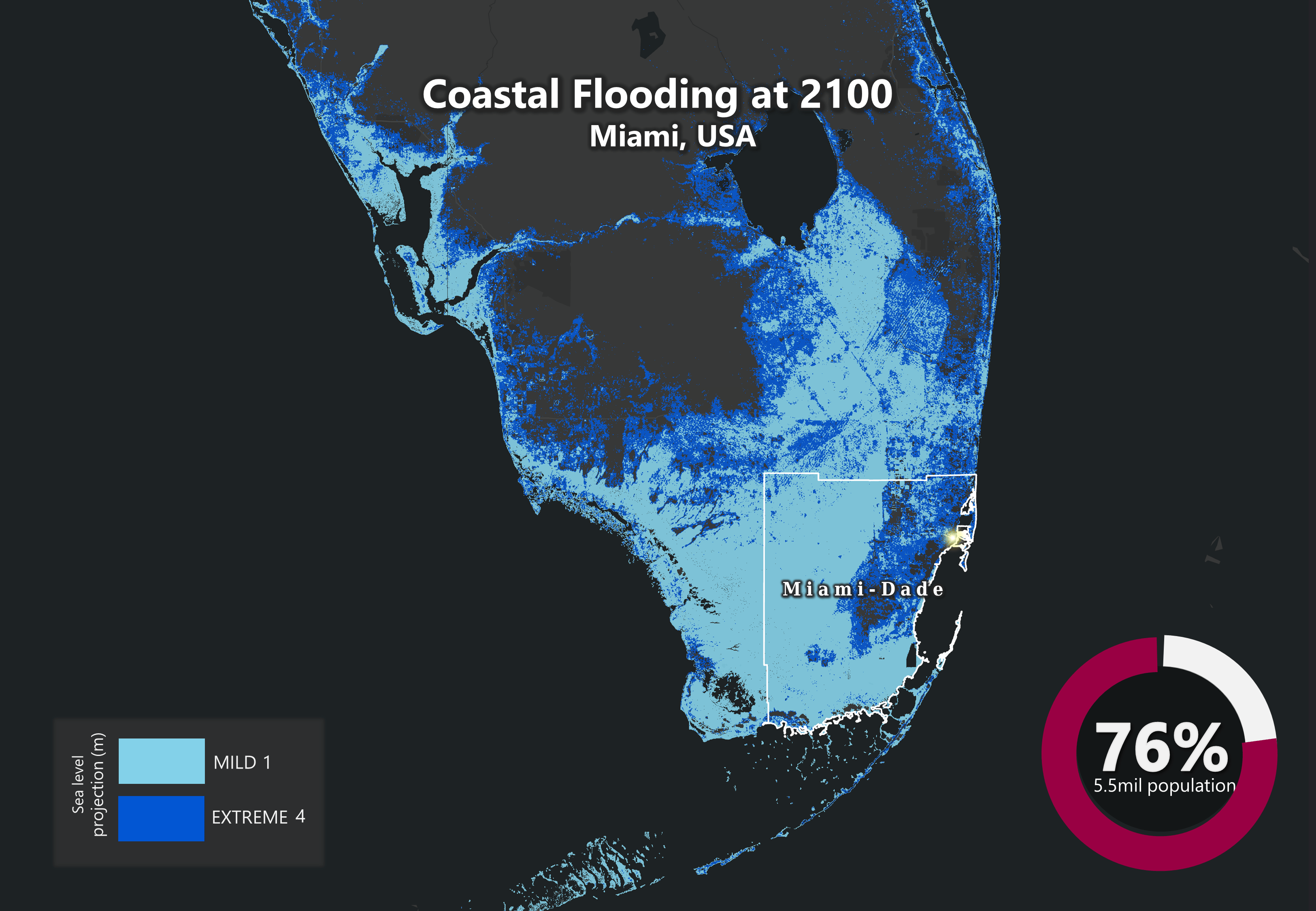 Projected Sea Level Rise Map Florida Mia 