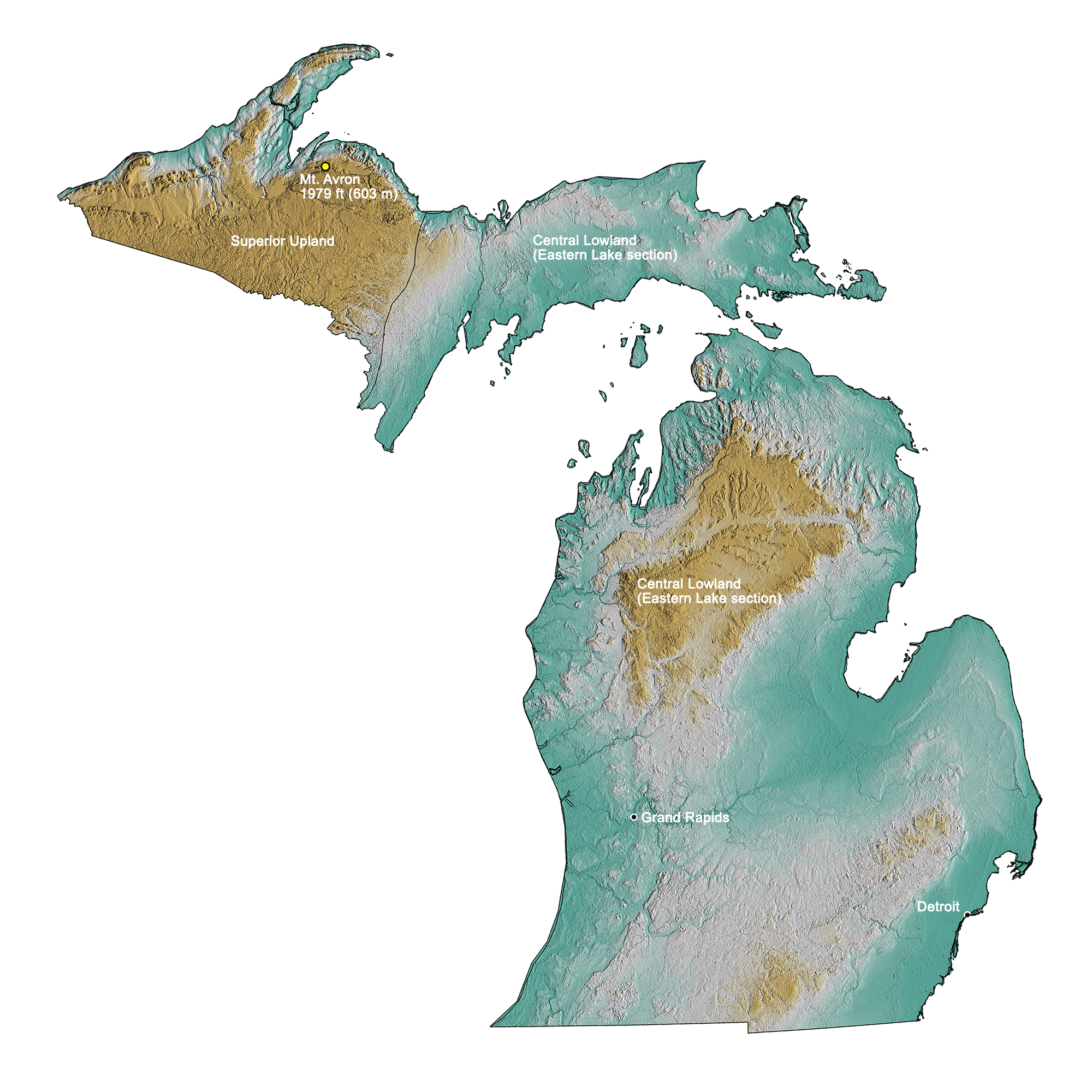 Michigan Topography Michigan Topographic Map STL Model For 3D Printing Michigan Topographic Map 2 2000px 