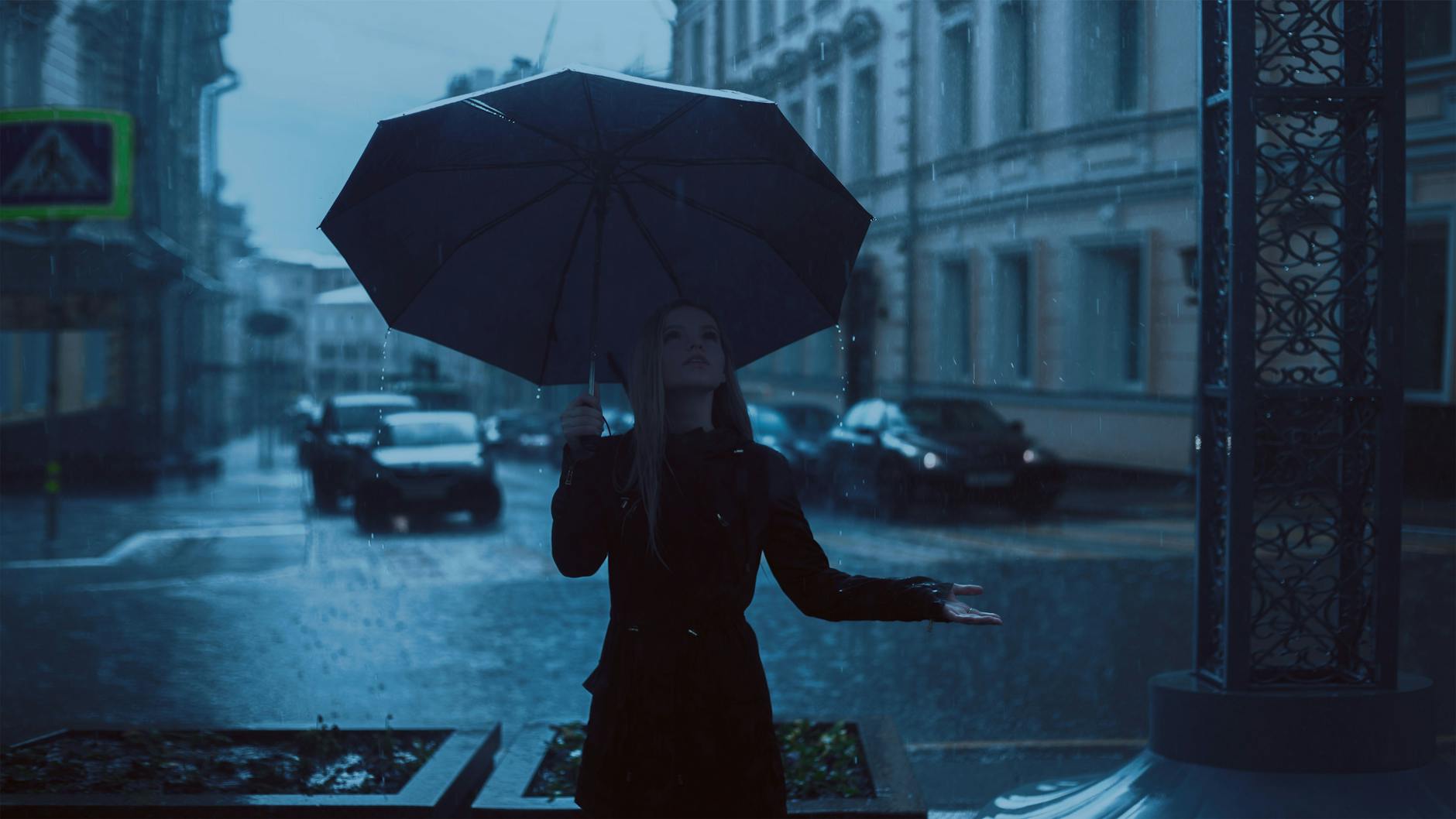woman holding umbrella