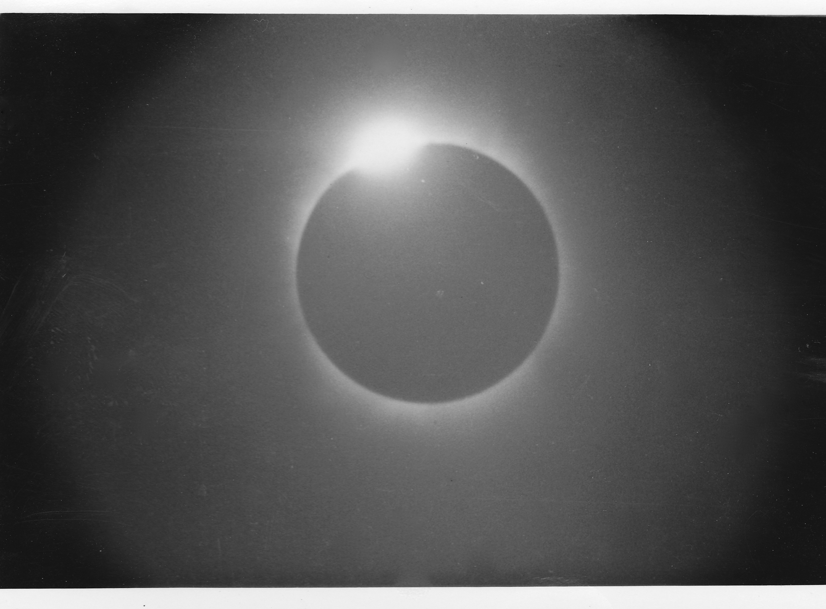 Total Eclipse 30th June 1973. 3.5" refractor on to 35mm BW Kodak film. Taken of the coast of Mauritania, North Africa.