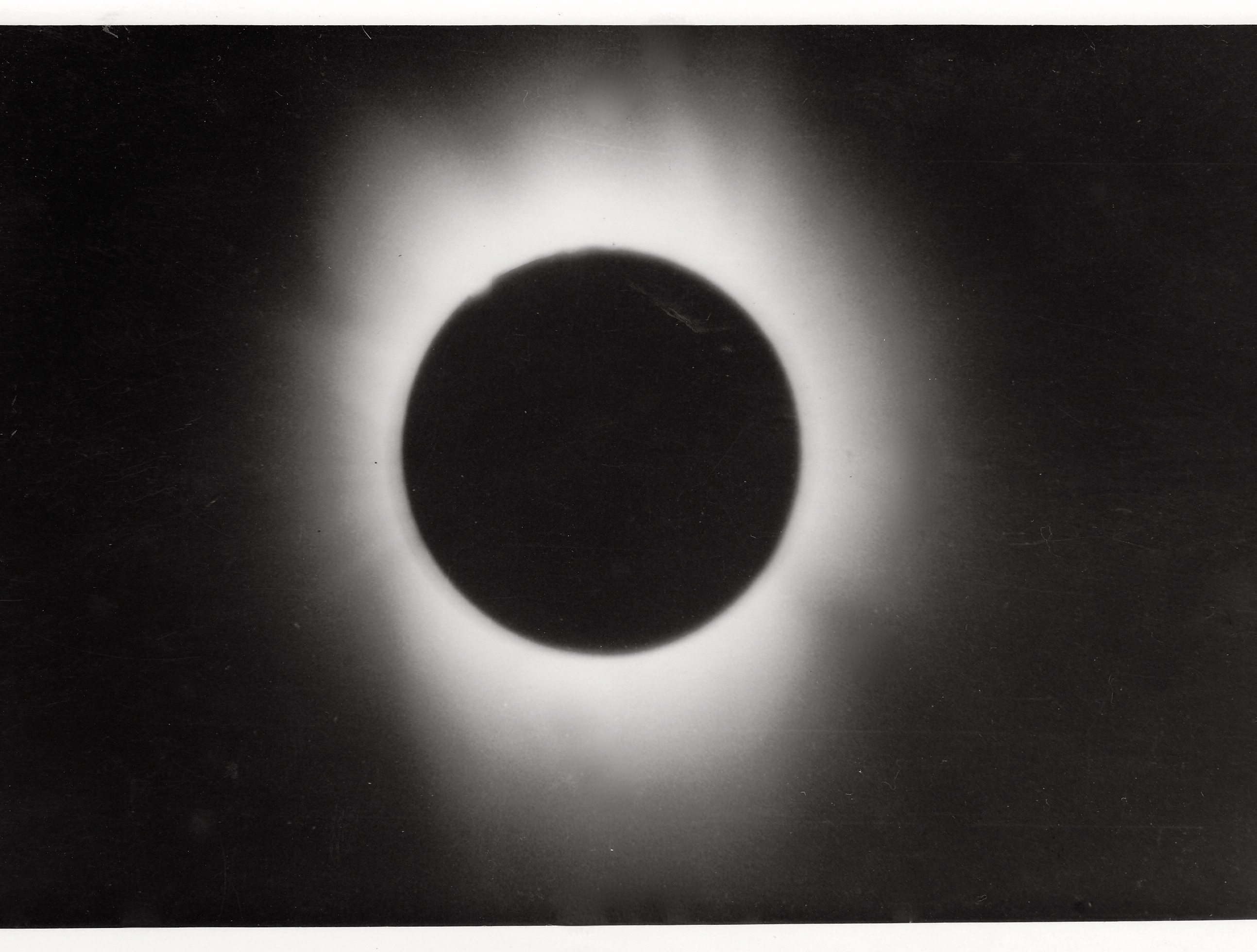 Total Eclipse 30th June 1973. 3.5" refractor on to 35mm BW Kodak film. Taken of the coast of Mauritania, North Africa.
