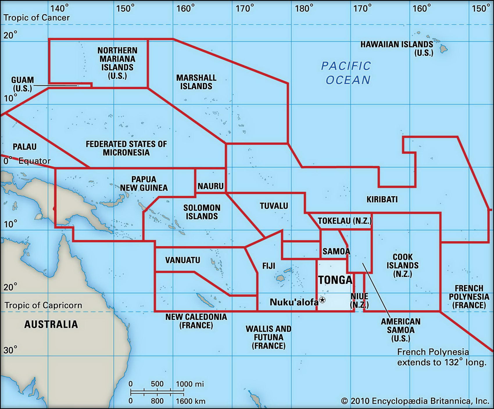 Tonga On Map Of The World Tonga 