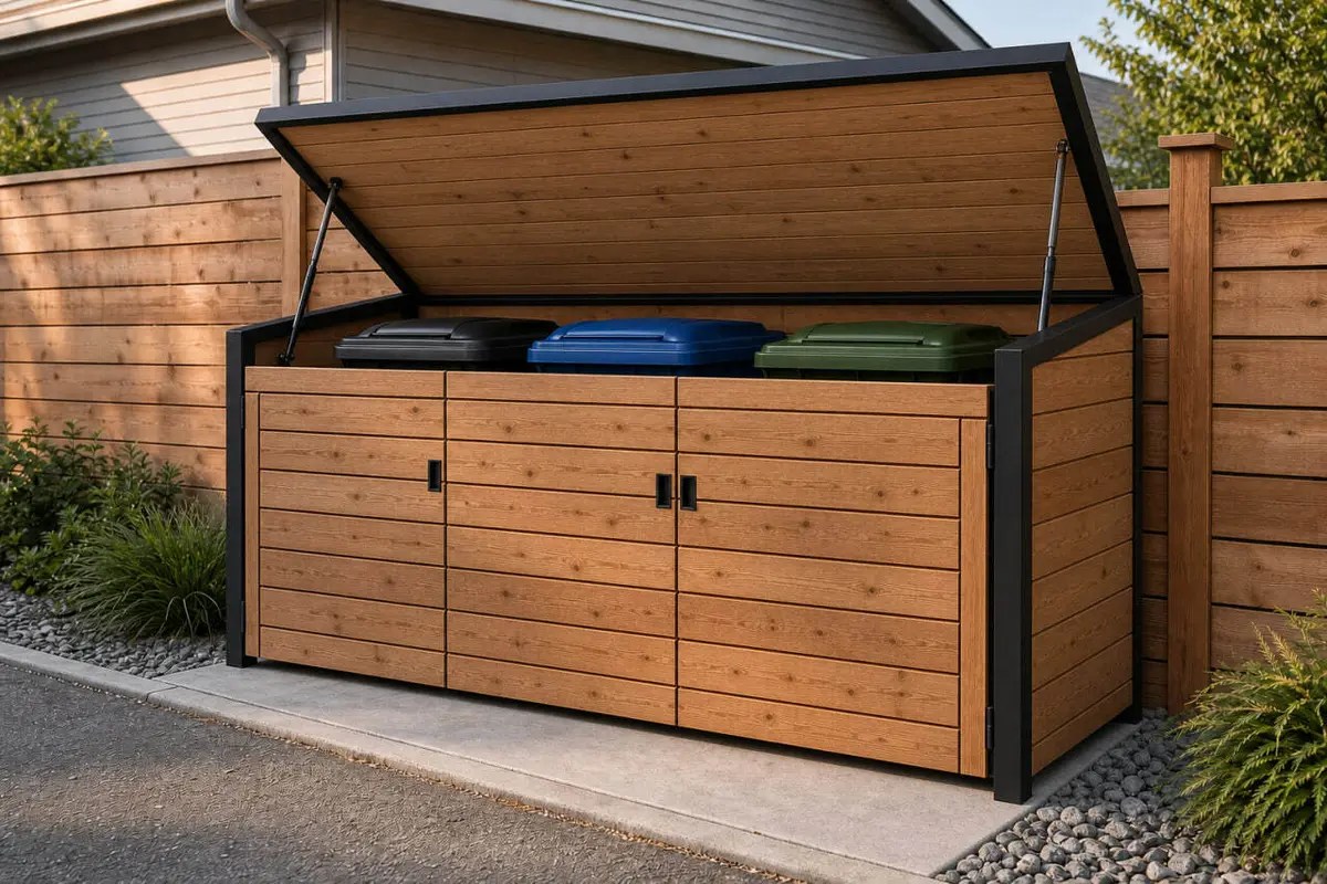 Custom outdoor garbage bin enclosure