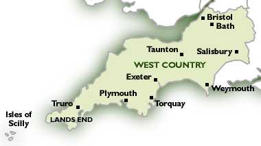 Detailed Map Of The West Country OKZAA Southwest 