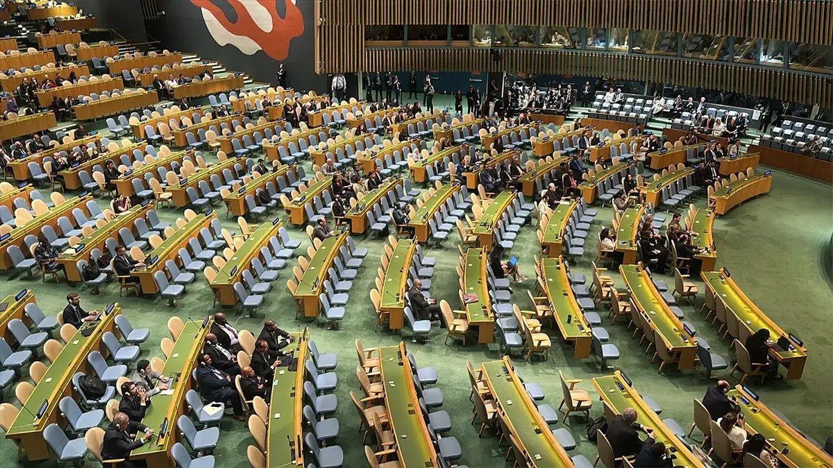Empty UN General Assembly seats during Israel’s UN speech amid Gaza war walkouts