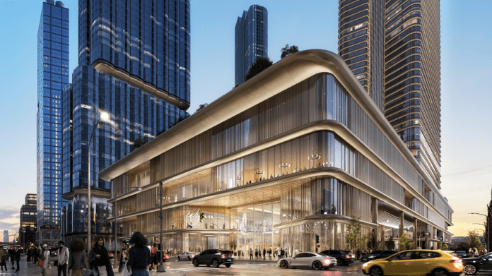 The Avenir — Hudson Yards Casino Proposal Rendering of The Avenir mixed-use scheme in Hell’s Kitchen with an integrated casino proposal