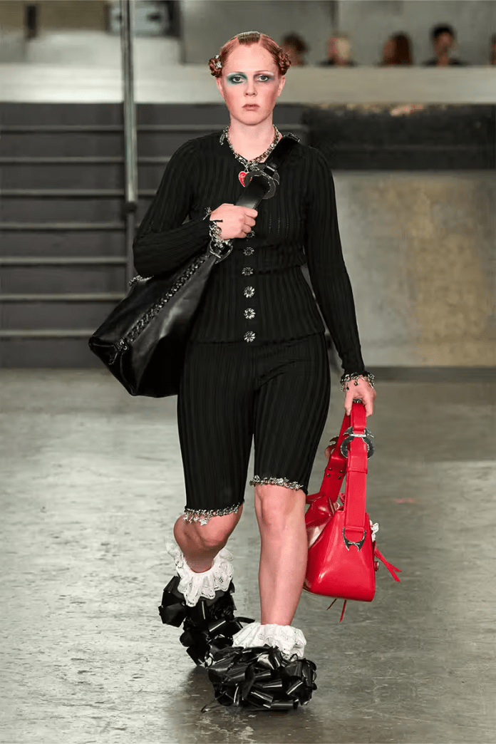 Boxy Bag With Alpine Hardware Boxy shoulder bag with carabiner and strap hardware from Chopova Lowena Spring 2026