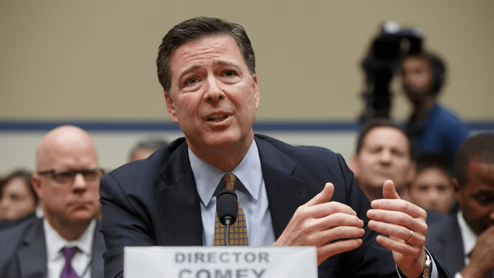 James Comey outside the federal courthouse in Alexandria, Virginia