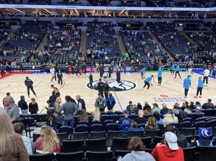 Timberwolves Classic Edition Parquet Court Wide view of the Timberwolves Classic Edition replica parquet court at Target Center for 2025–26.