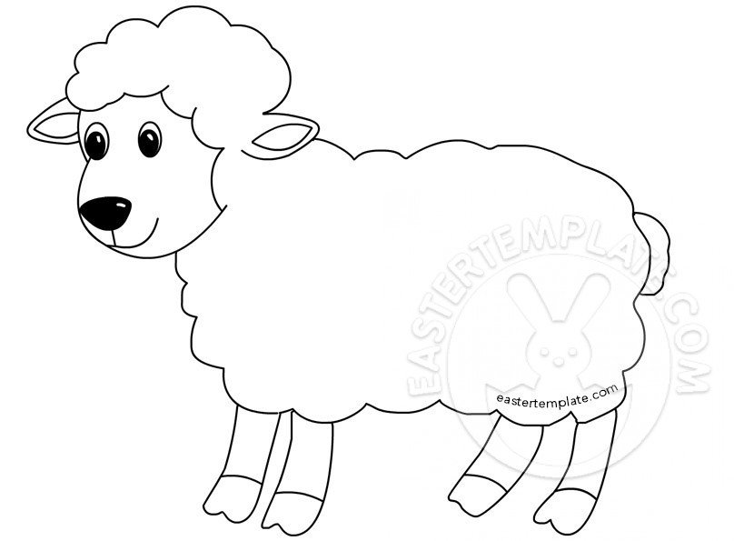 How to draw sheep & lambs : Cute Easter Lamb Coloring Page Easter Template
