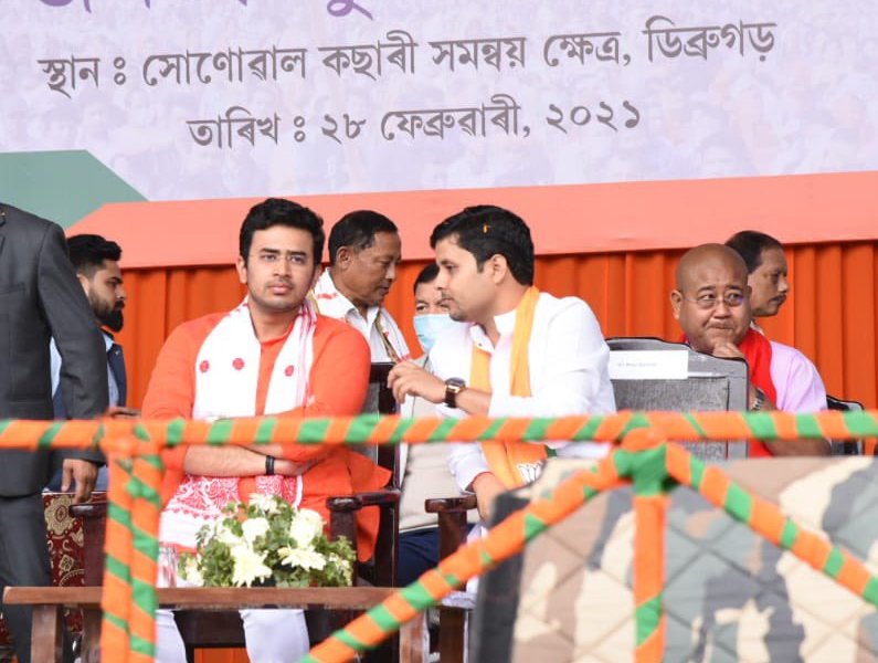 BJYM (BJYM) national president Tejasvi Surya likened Congress and AIUDF to the Mughals